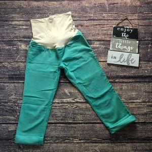 🌀Liz Lange | Green Full Band Rolled Jeans